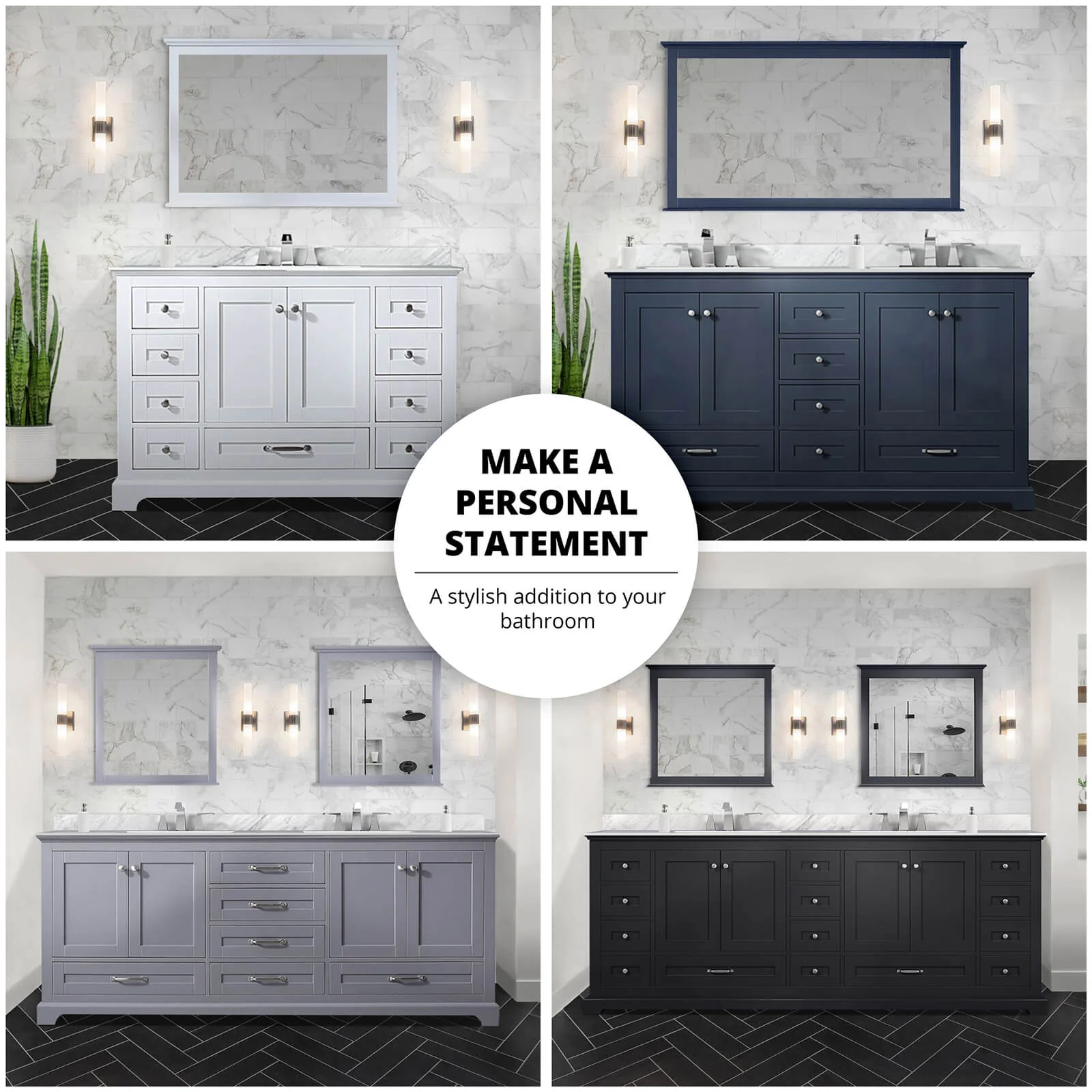 60" Minimalist Design White Double Sink Bathroom Vanity - Image 4
