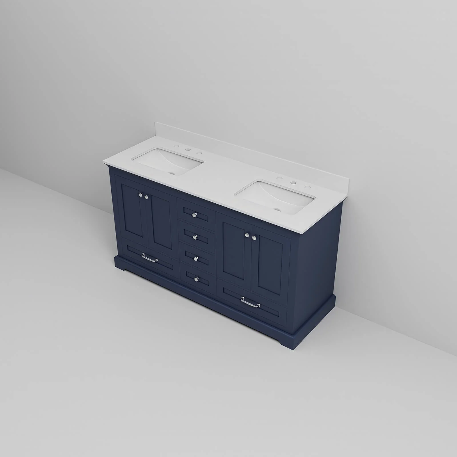 60" Rectangular Undermount Sink Blue Bathroom Vanity - Image 8
