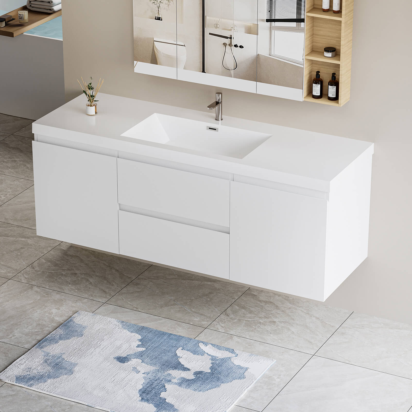 60" Single Sink Vanity Featuring a Spacious Countertop - Image 4