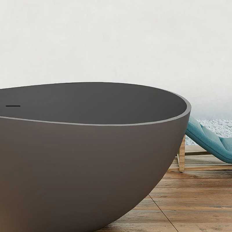 63'' Wave Shaped Freestanding Stone Resin Soaking Bathtub - Image 20