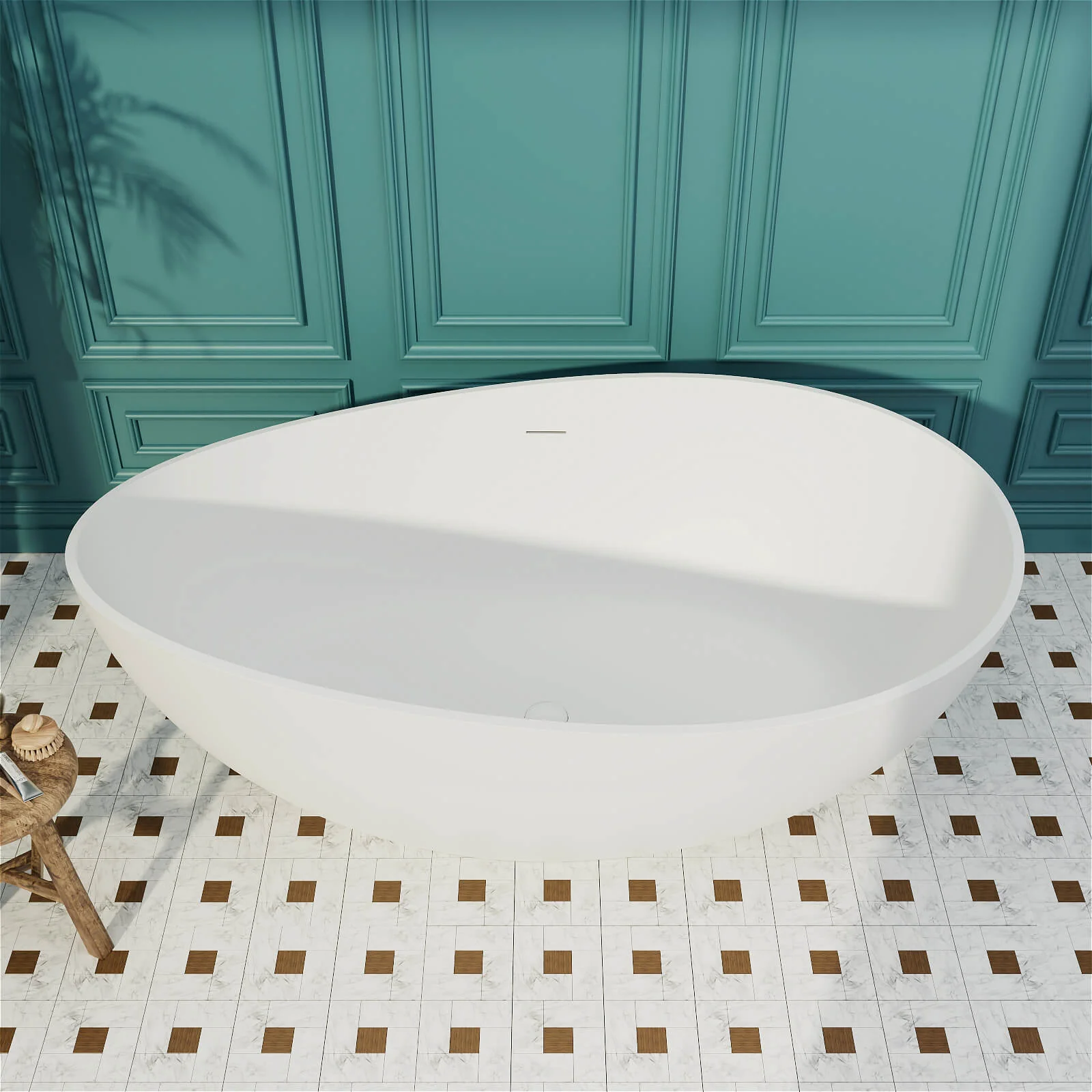63'' Wave Shaped Freestanding Stone Resin Soaking Bathtub - Image 27