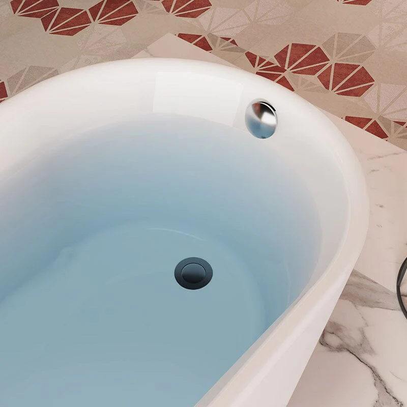 Mokleba 65" Acrylic Slipper Flatbottom Freestanding Soaking Bathtub in Glossy White - Image 8