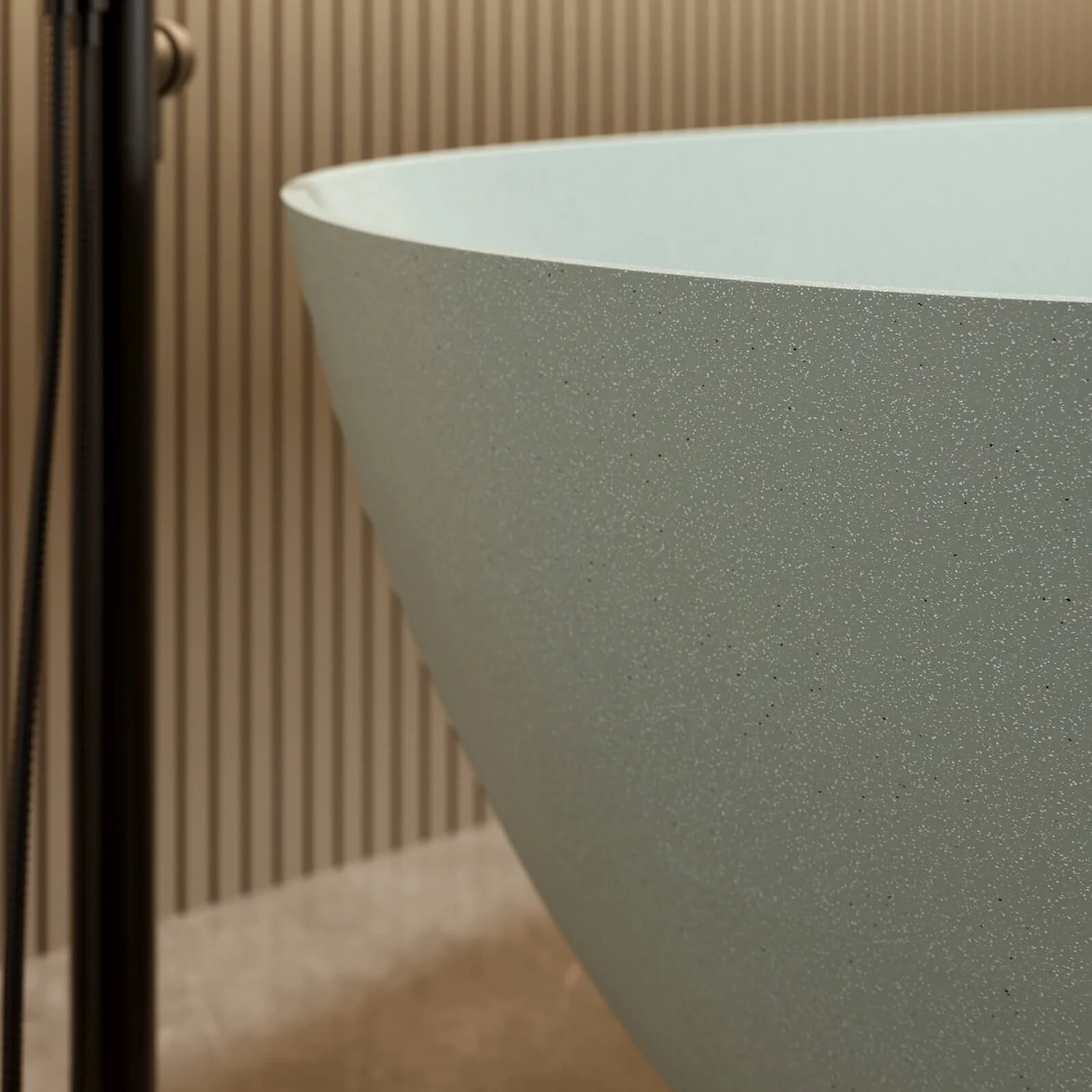 65" Oval Turquoise Green Solid Surface Bathtub – Sleek Ergonomic Design - Image 4