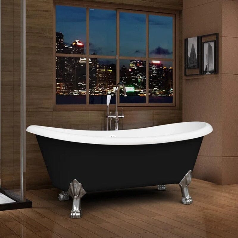 Mokleba 67" Rolled Rim Claw Foot Double Slipper Tub - Acrylic Material, Freestanding Design, Immersive Soaking Experience - Image 14