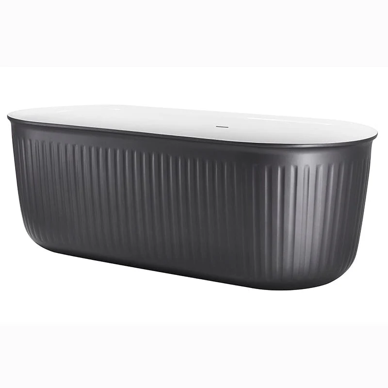 Mokleba 67" Oval Acrylic Fluted Bathtub Double Ended Freestanding Soaking Tub - Image 8