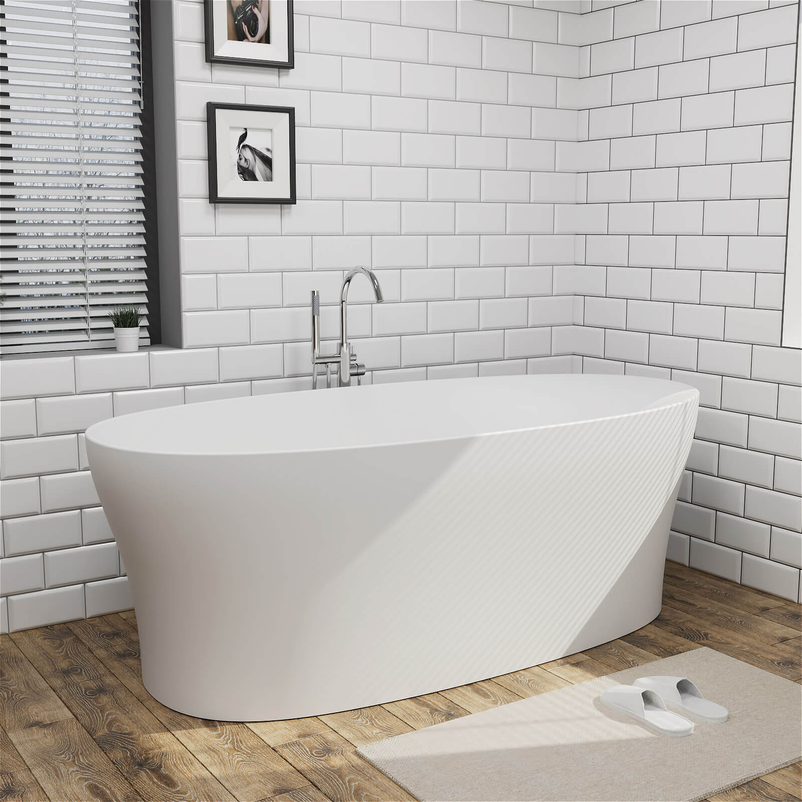 63"/67"/71'' Solid Surface Stone Resin Freestanding Soaking Bathtub Comfortable Backrest Design - Image 29