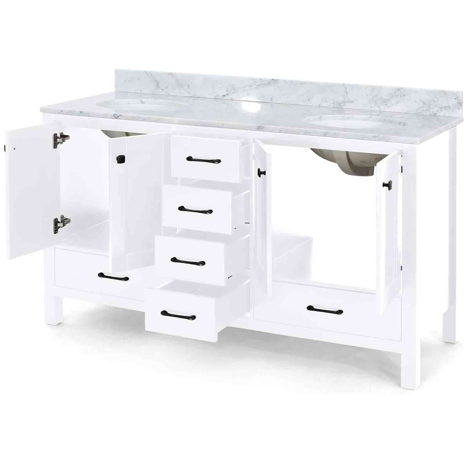 73" White Poplar Wood Bathroom Vanity with 6 Drawers - Image 4