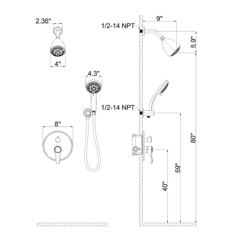 8 Spray Filtered Shower Head and Hand Shower for Small Bathroom - Image 32
