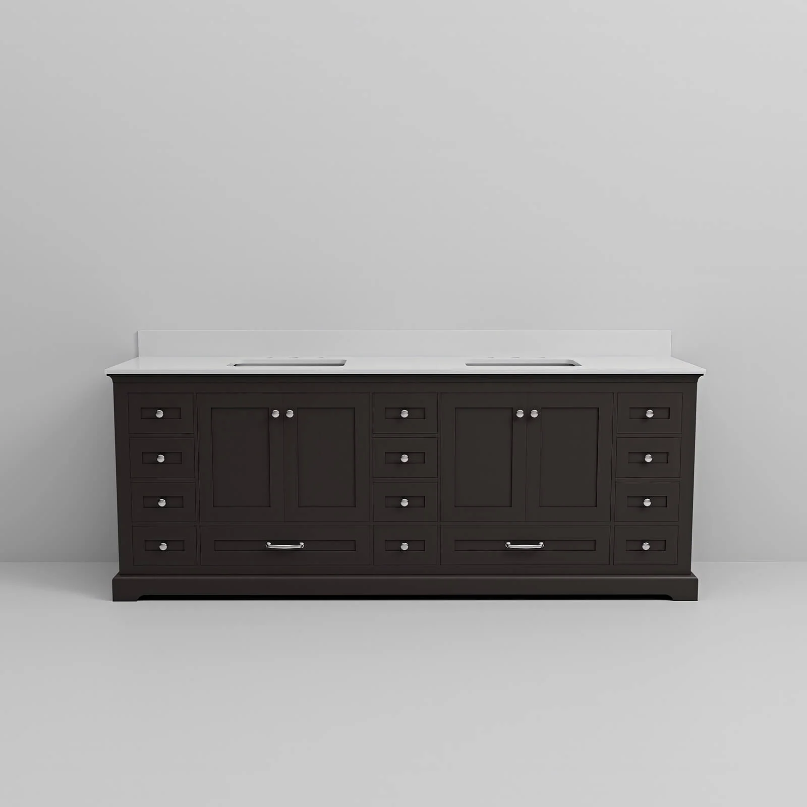 84" Black Double Vanity with Cultured Marble Countertop - Image 7