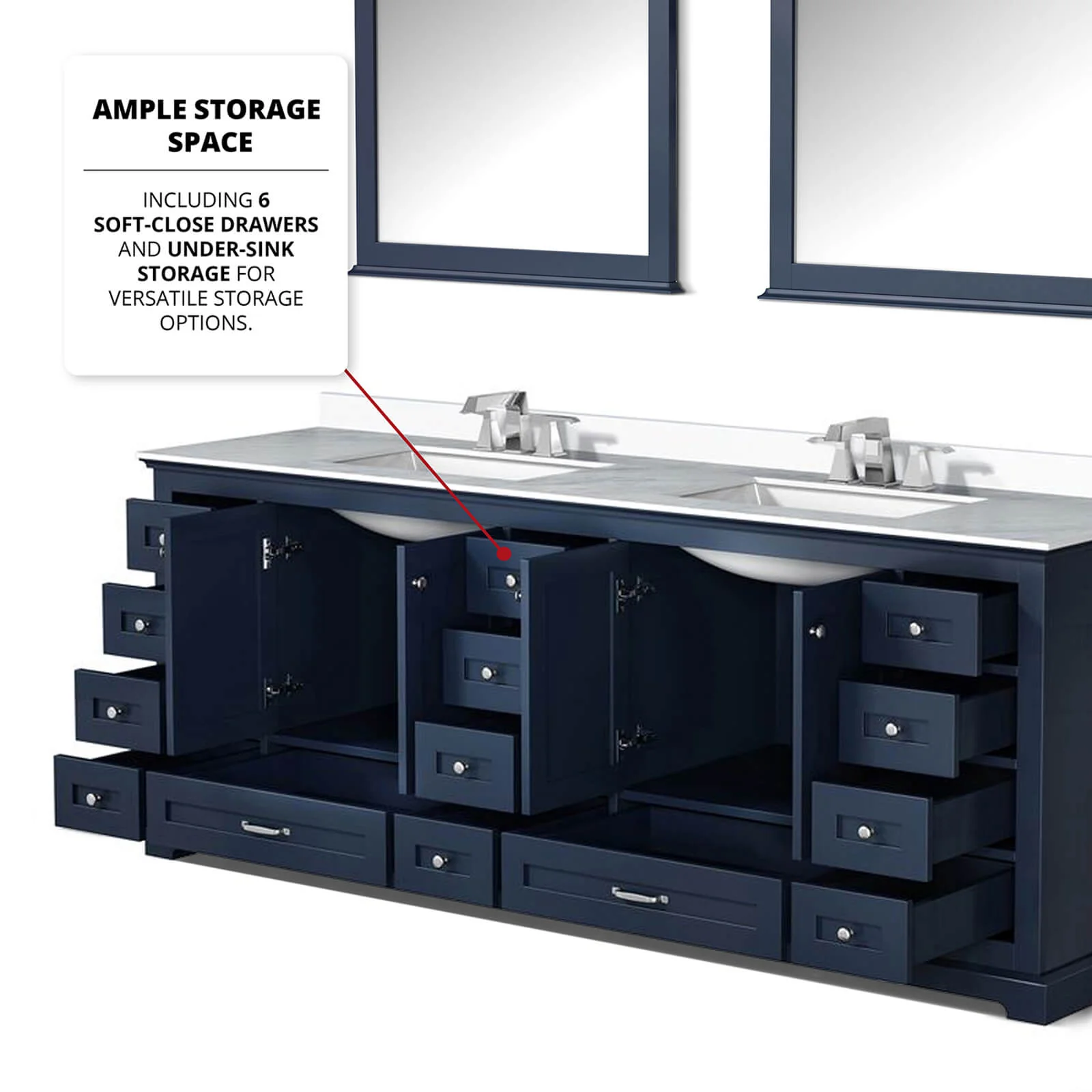84" Blue Double Sink Vanity with Cultured Marble Countertop - Image 6