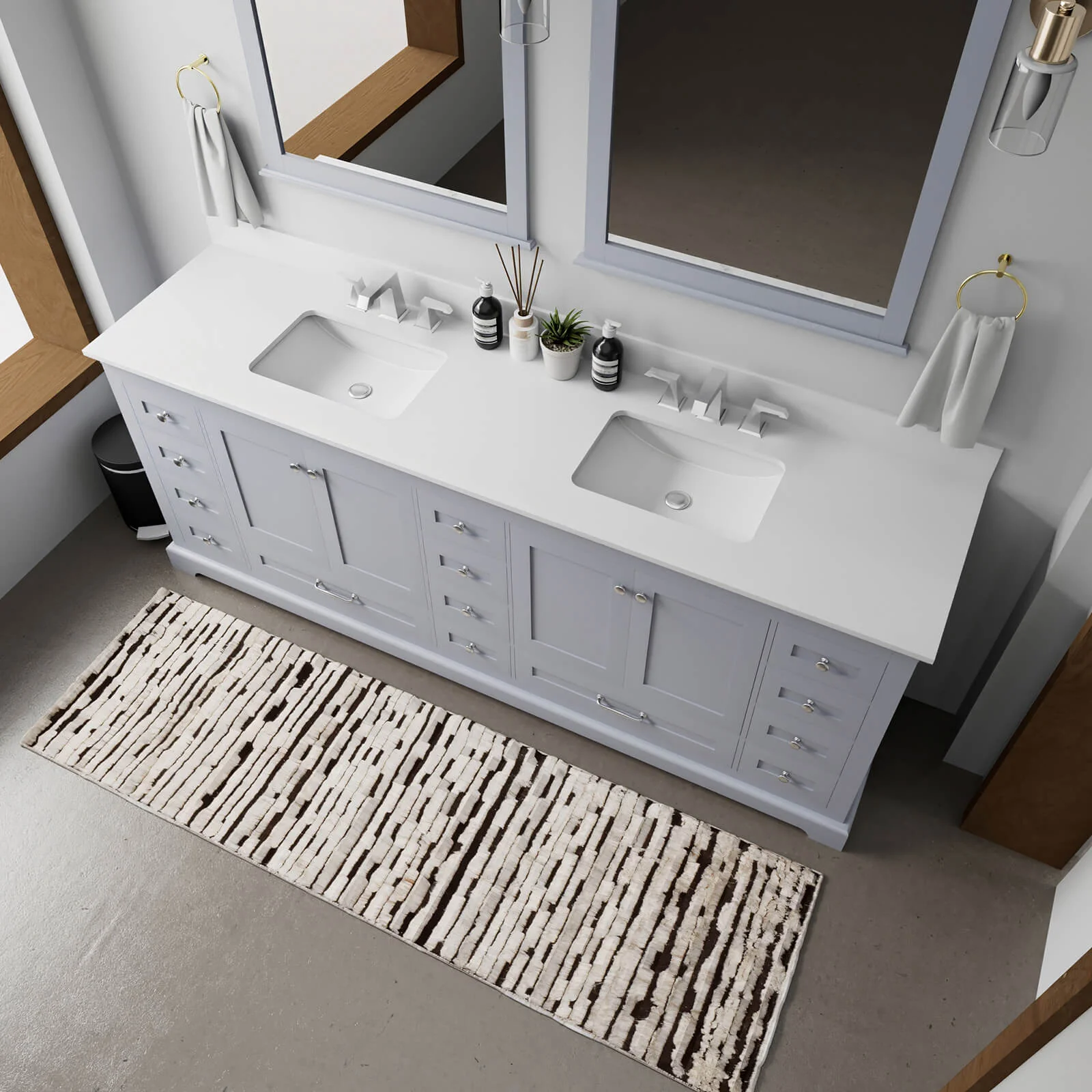 84" Gray Double Vanity with Cultured Marble Countertop - Image 3