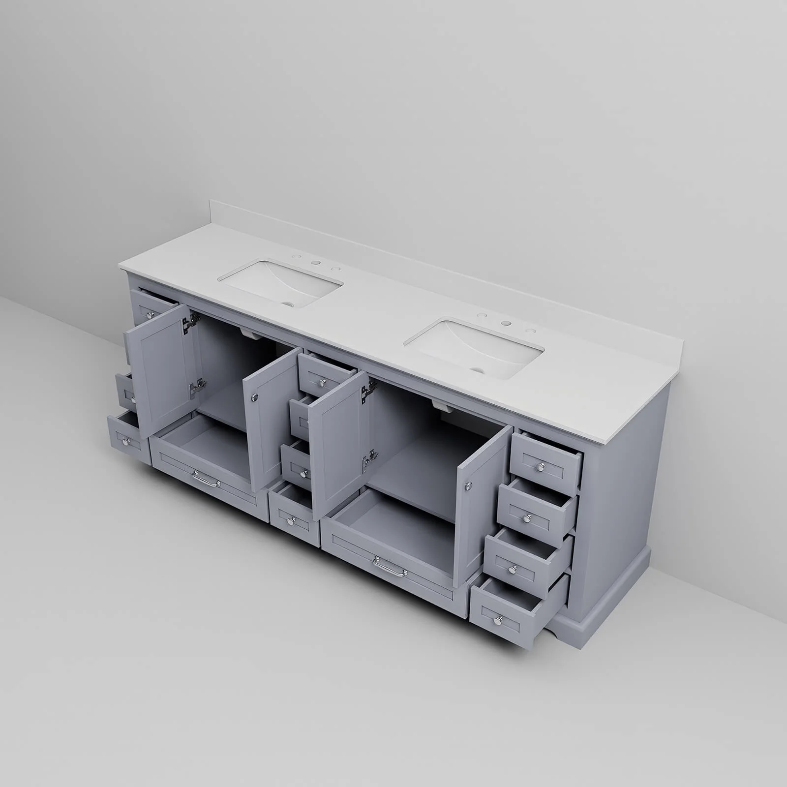 84" Gray Double Vanity with Cultured Marble Countertop - Image 9