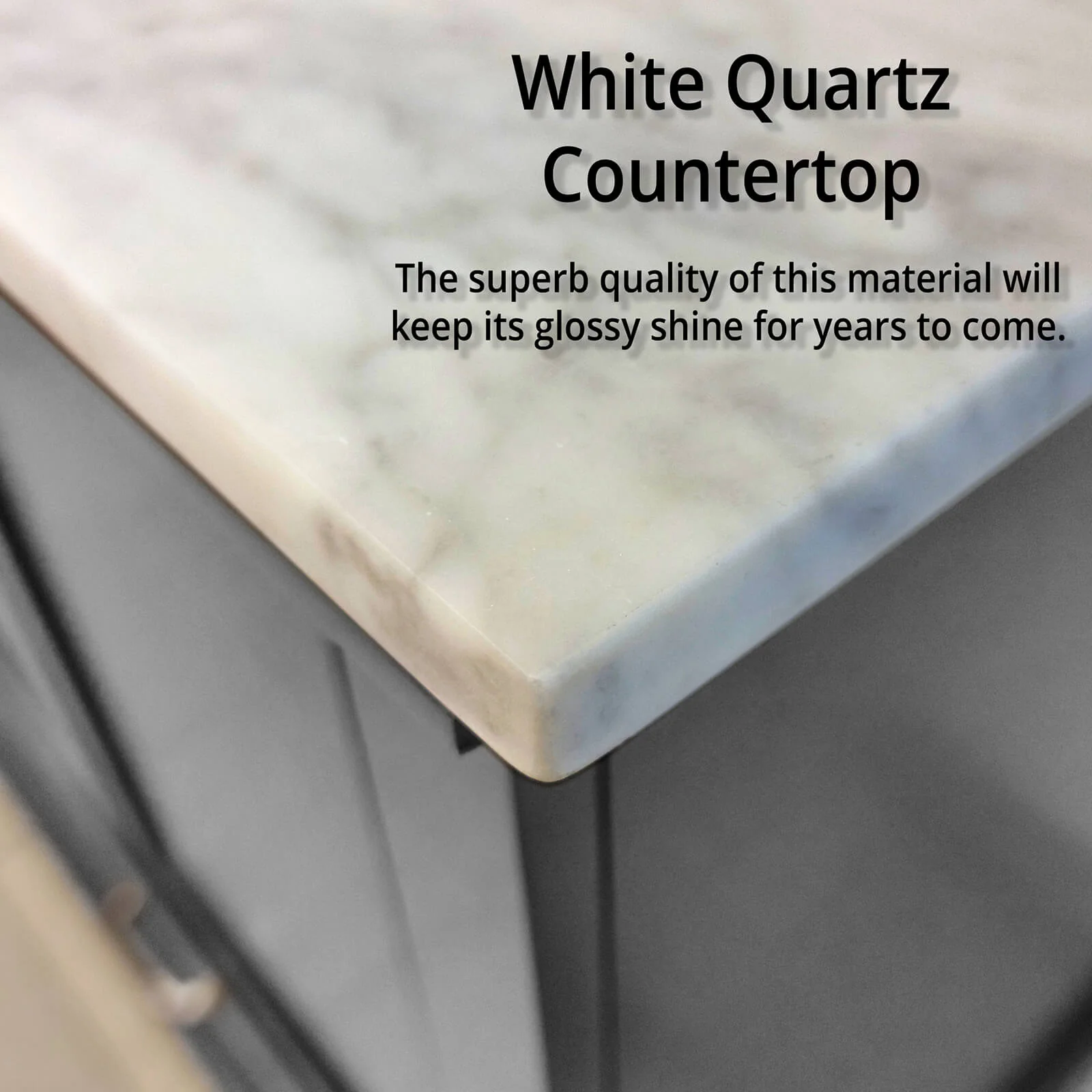 84" Gray Double Vanity with White Quartz Countertop - Image 5