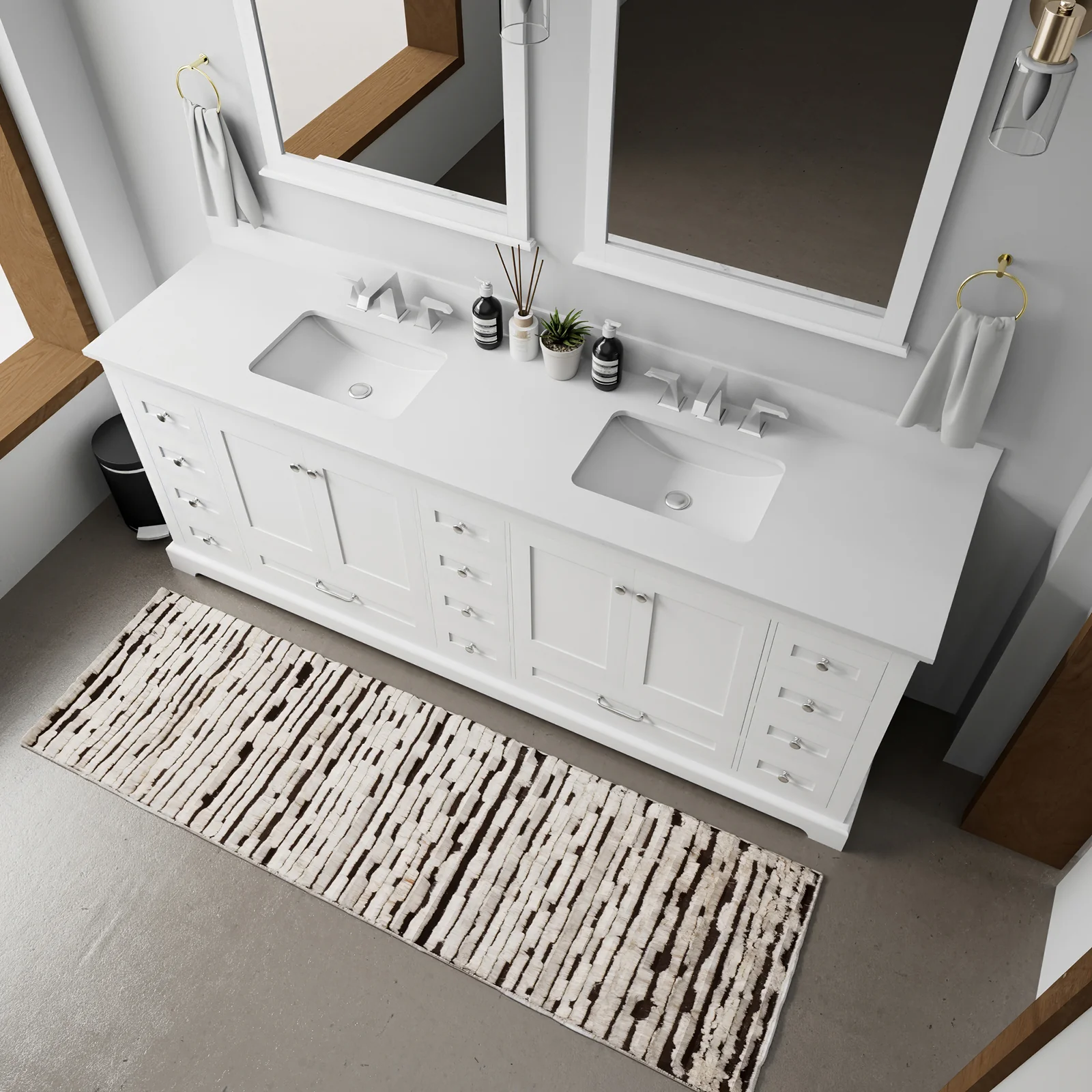 84" White Double Vanity with Cultured Marble Countertop - Image 3