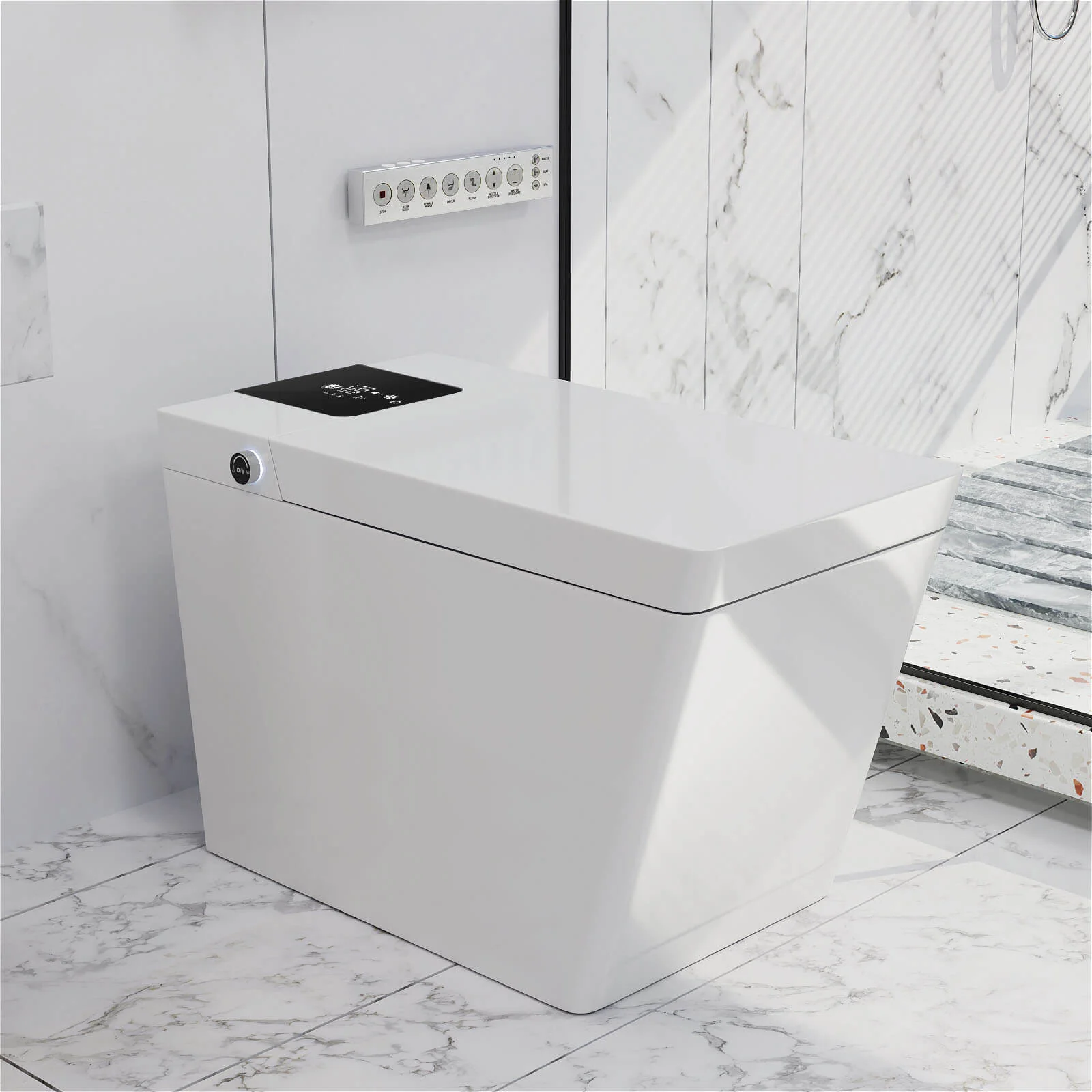 Giving Tree Smart Square One-Piece Floor Toilet with Remote Control and Automatic Cover - Image 28