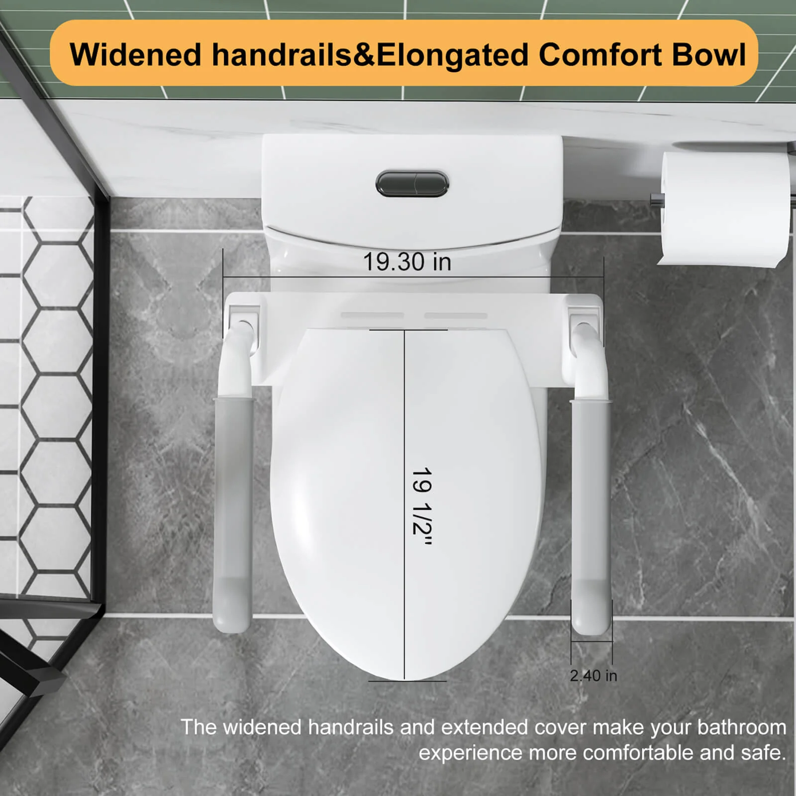 ADA Height Toilet with Anti-Slip Grab Bars - Image 9