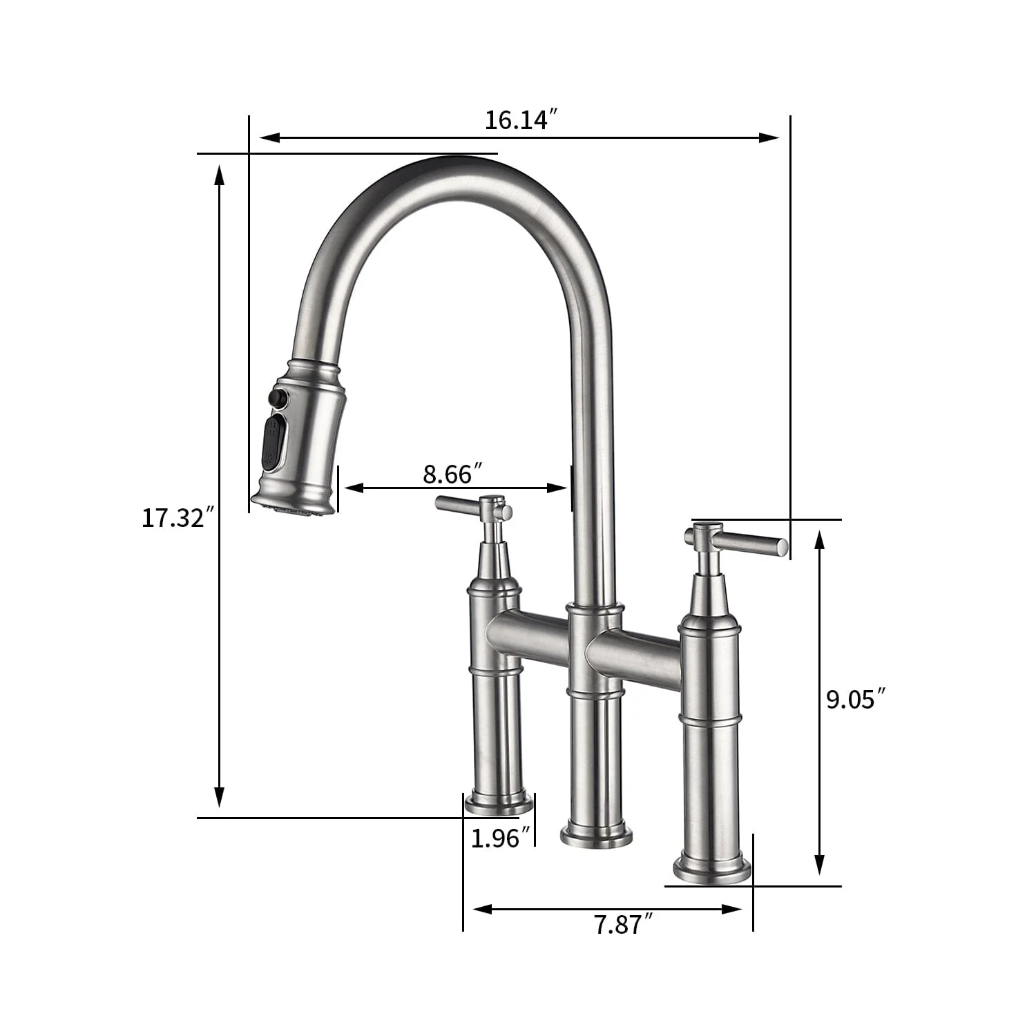 Giving Tree Bridge Kitchen Faucet with Pull-Down Sprayhead in Spot - Image 26