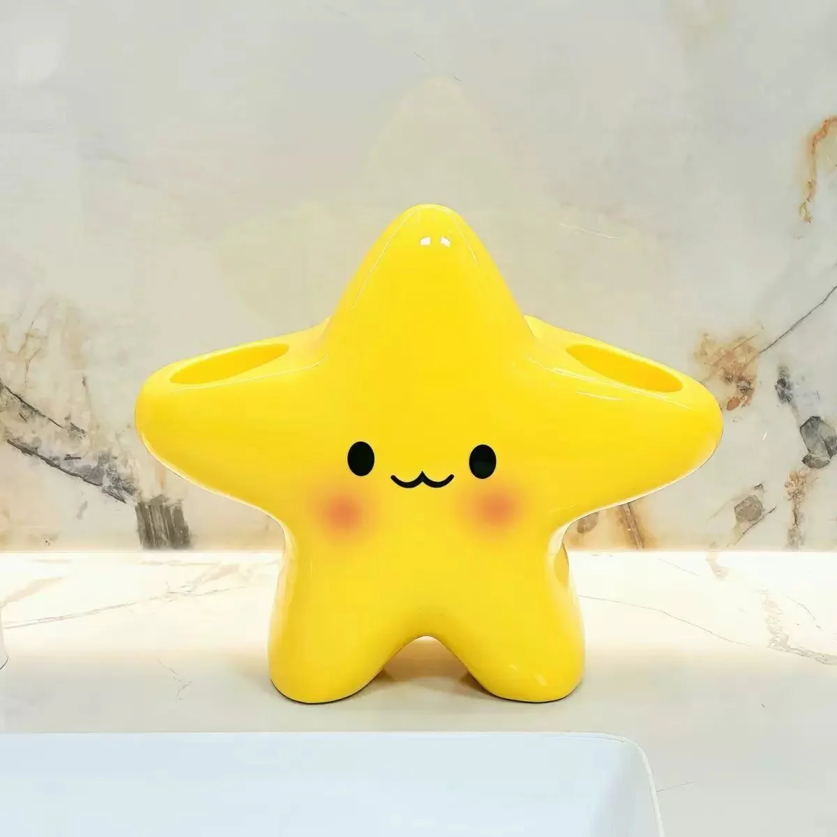 Star Design Ceramic Toothbrush Holder for Bathroom Storage - Image 3