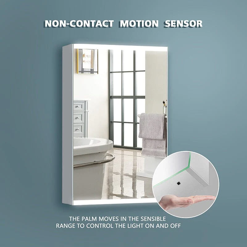 15 x 26  Inch Dimmable LED Bathroom Mirror Cabinet with 3-Tier Storage Shelves - Image 3
