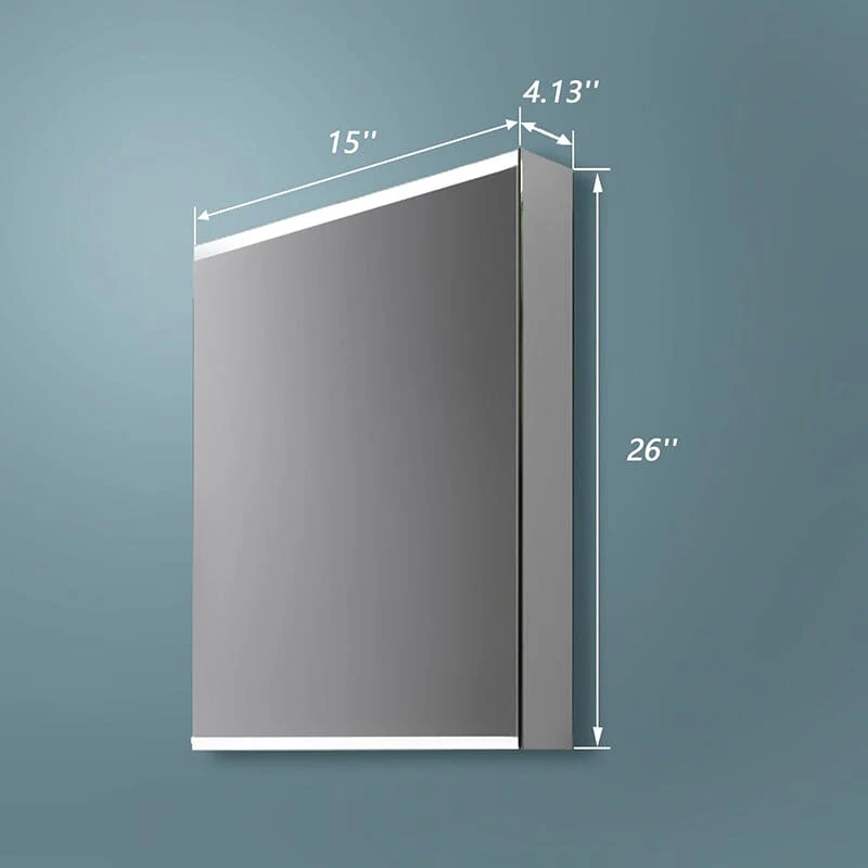 15 x 26  Inch Dimmable LED Bathroom Mirror Cabinet with 3-Tier Storage Shelves - Image 7
