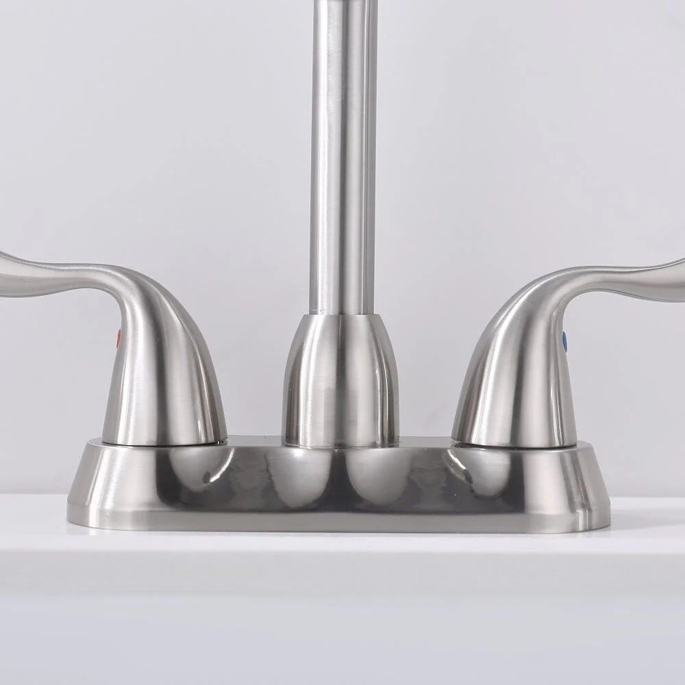 Giving Tree  2-Handle Bathroom Sink Faucet with Plastic Pop-up Drain and Lead-Free cUPC Supply Lines RV 3 Holes Brushed Nickel - Image 3