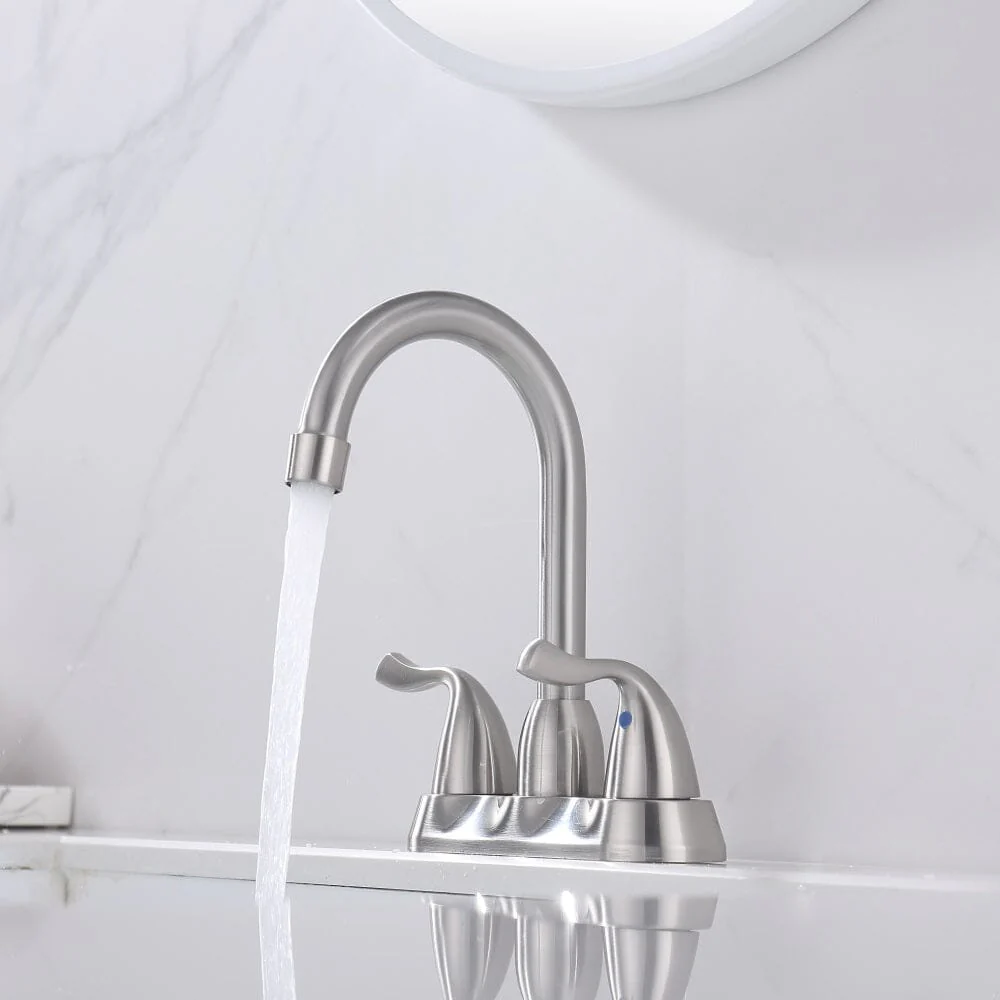 Giving Tree  2-Handle Bathroom Sink Faucet with Plastic Pop-up Drain and Lead-Free cUPC Supply Lines RV 3 Holes Brushed Nickel - Image 4