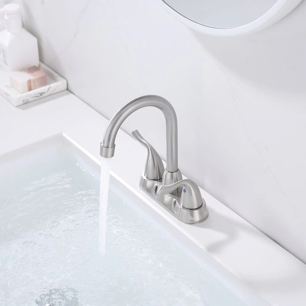 Giving Tree  2-Handle Bathroom Sink Faucet with Plastic Pop-up Drain and Lead-Free cUPC Supply Lines RV 3 Holes Brushed Nickel - Image 5