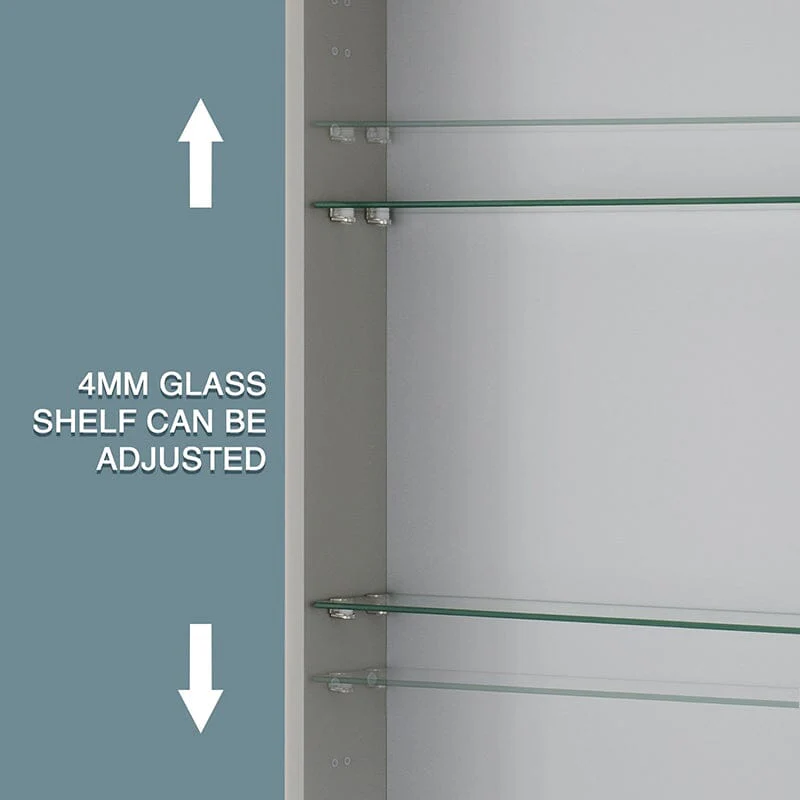 24 x 30 Inch Dimmable LED Bathroom Mirror Cabinet with 3-Tier Storage Shelves - Image 5