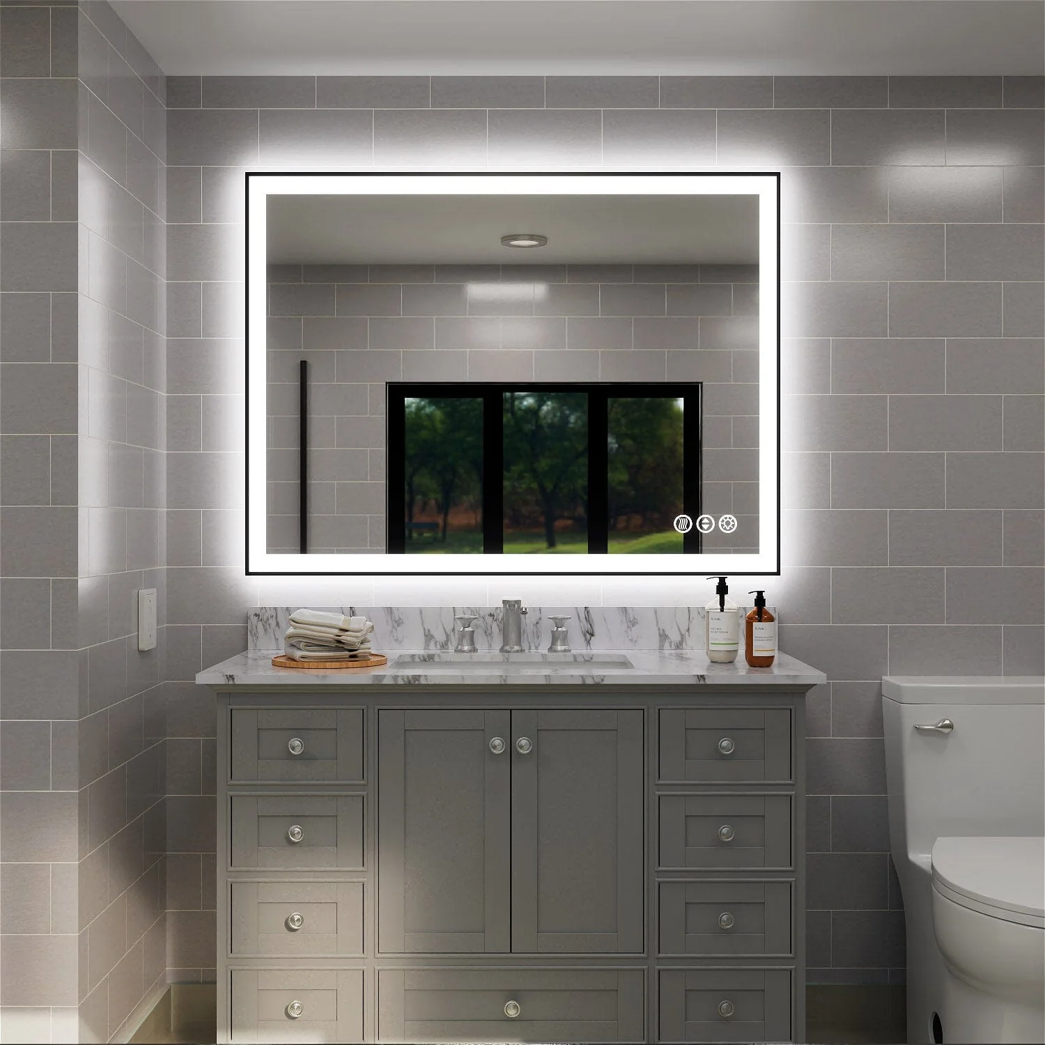 GIVING TREE 40"/48"/55" LED Bathroom Mirror with Black Frame, Anti-Fog, Shatter-Proof, Memory, 3 Colors - Image 21
