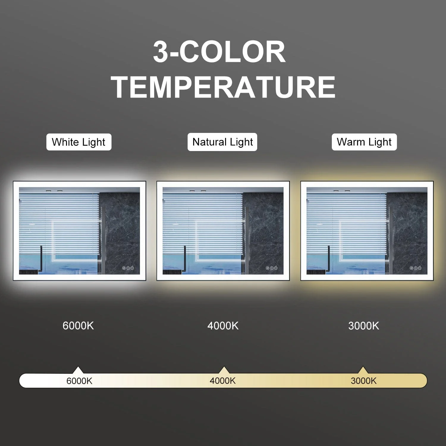 GIVING TREE 40"/48"/55" LED Bathroom Mirror with Black Frame, Anti-Fog, Shatter-Proof, Memory, 3 Colors - Image 23