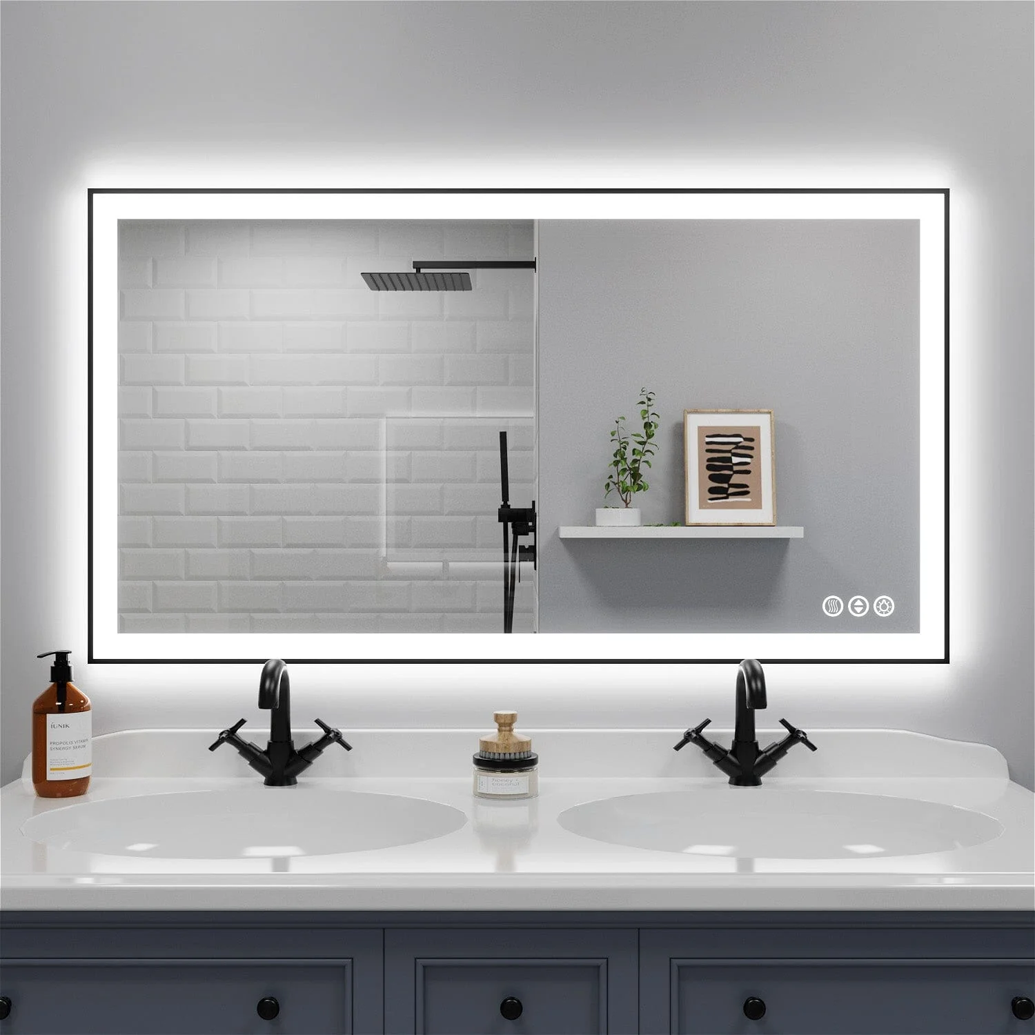 GIVING TREE 40"/48"/55" LED Bathroom Mirror with Black Frame, Anti-Fog, Shatter-Proof, Memory, 3 Colors - Image 28