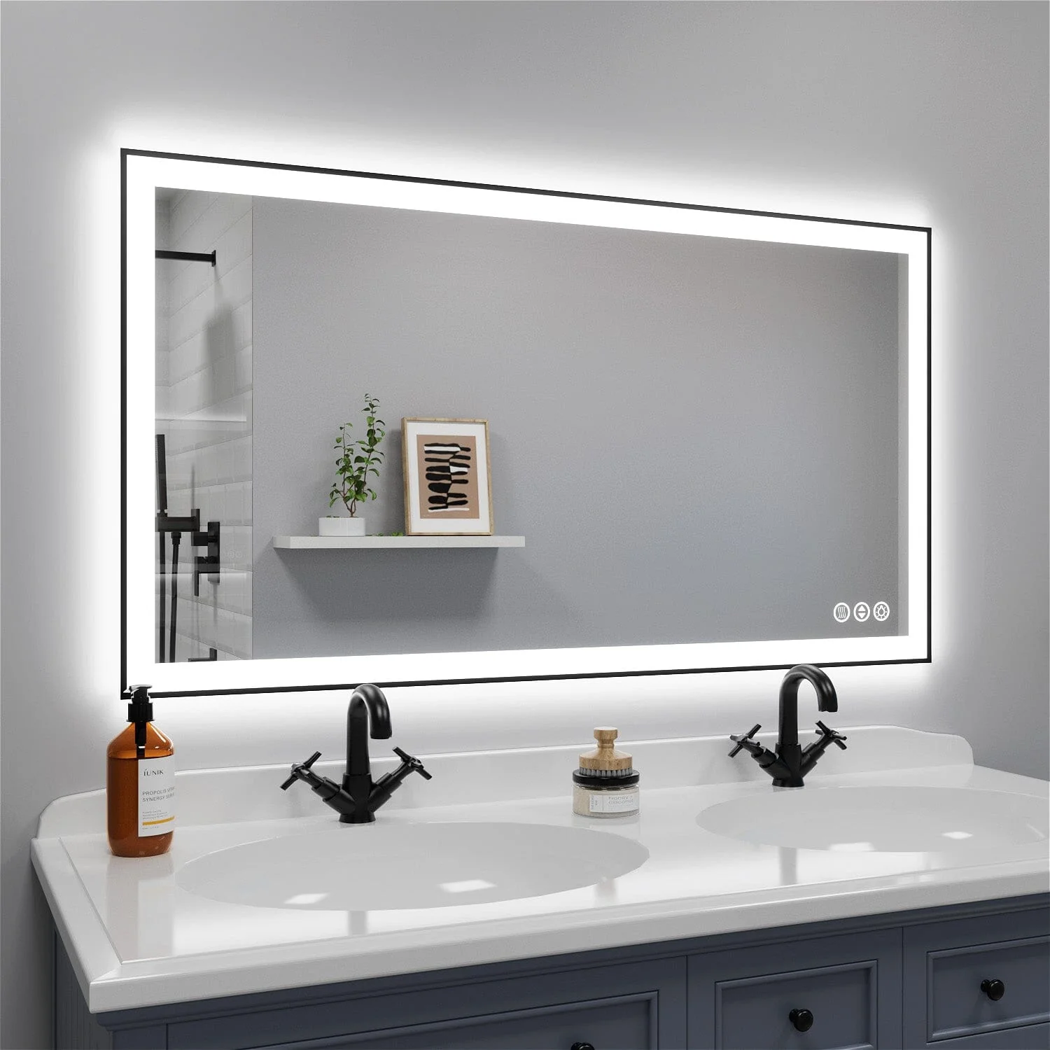 GIVING TREE 40"/48"/55" LED Bathroom Mirror with Black Frame, Anti-Fog, Shatter-Proof, Memory, 3 Colors - Image 29