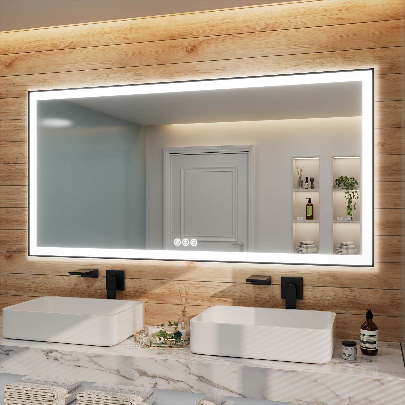 GIVING TREE 40"/48"/55" LED Bathroom Mirror with Black Frame, Anti-Fog, Shatter-Proof, Memory, 3 Colors - Image 39