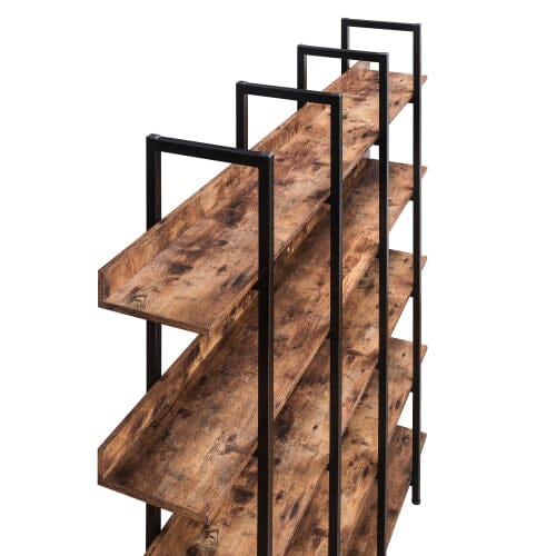Giving Tree 5 Tier Bookcase Home Office Open Bookshelf, Vintage Industrial Style Shelf with Metal Frame, MDF Board - Image 10