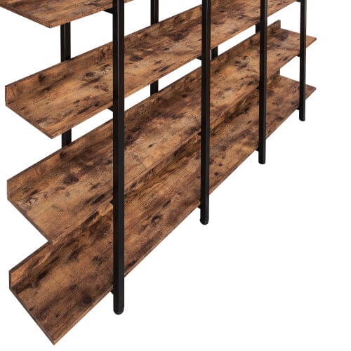 Giving Tree 5 Tier Bookcase Home Office Open Bookshelf, Vintage Industrial Style Shelf with Metal Frame, MDF Board - Image 12