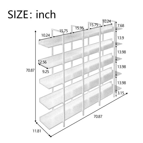 Giving Tree 5 Tier Bookcase Home Office Open Bookshelf, Vintage Industrial Style Shelf with Metal Frame, MDF Board - Image 13