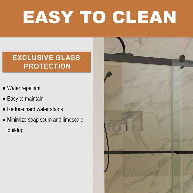 56-60'' x 74'' Explosion-proof Glass Bathroom Shower Door Two-way Sliding Black - Image 6