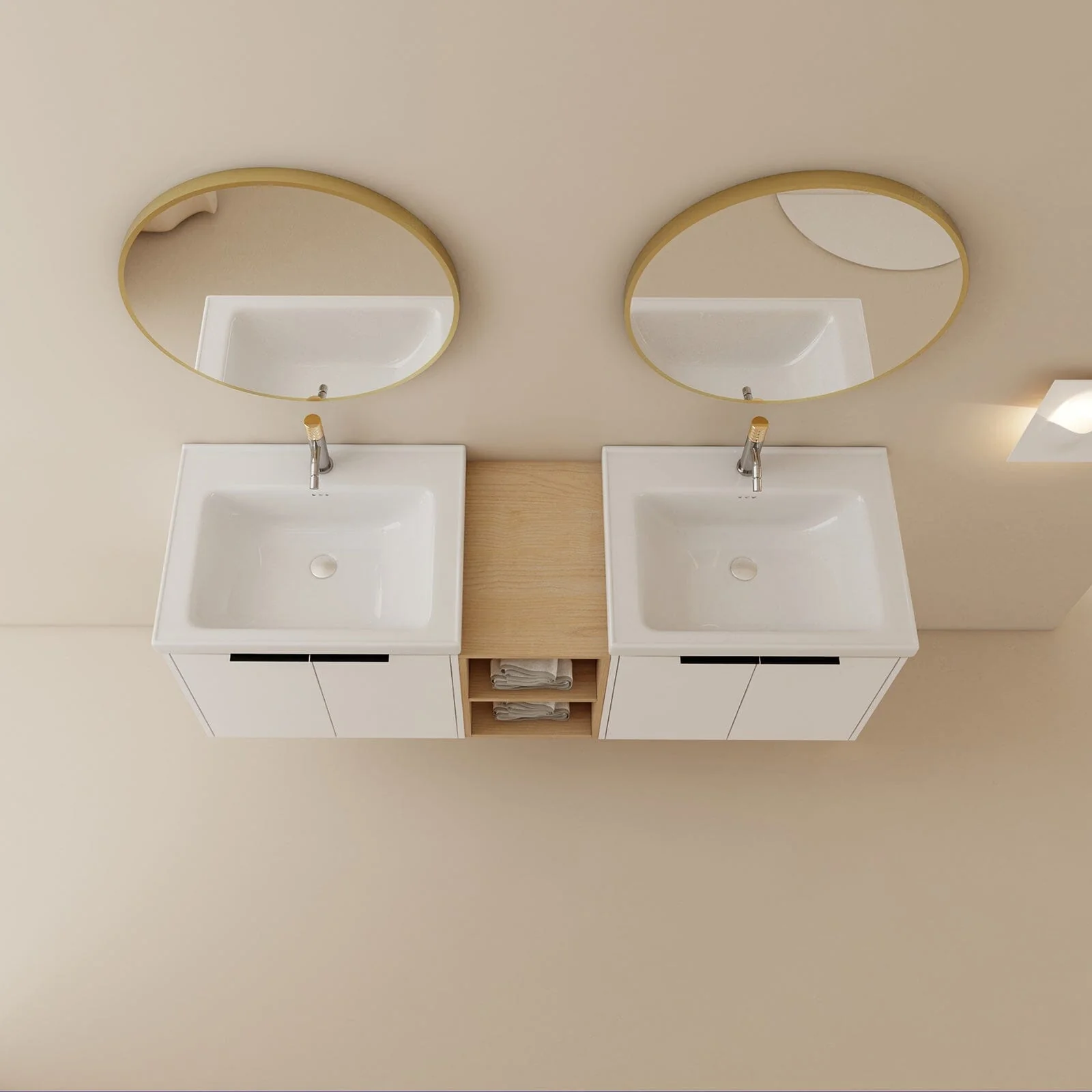 Giving Tree 60" Wall-mounted Bathroom Vanity with Sink and Storage Shelves - Image 3