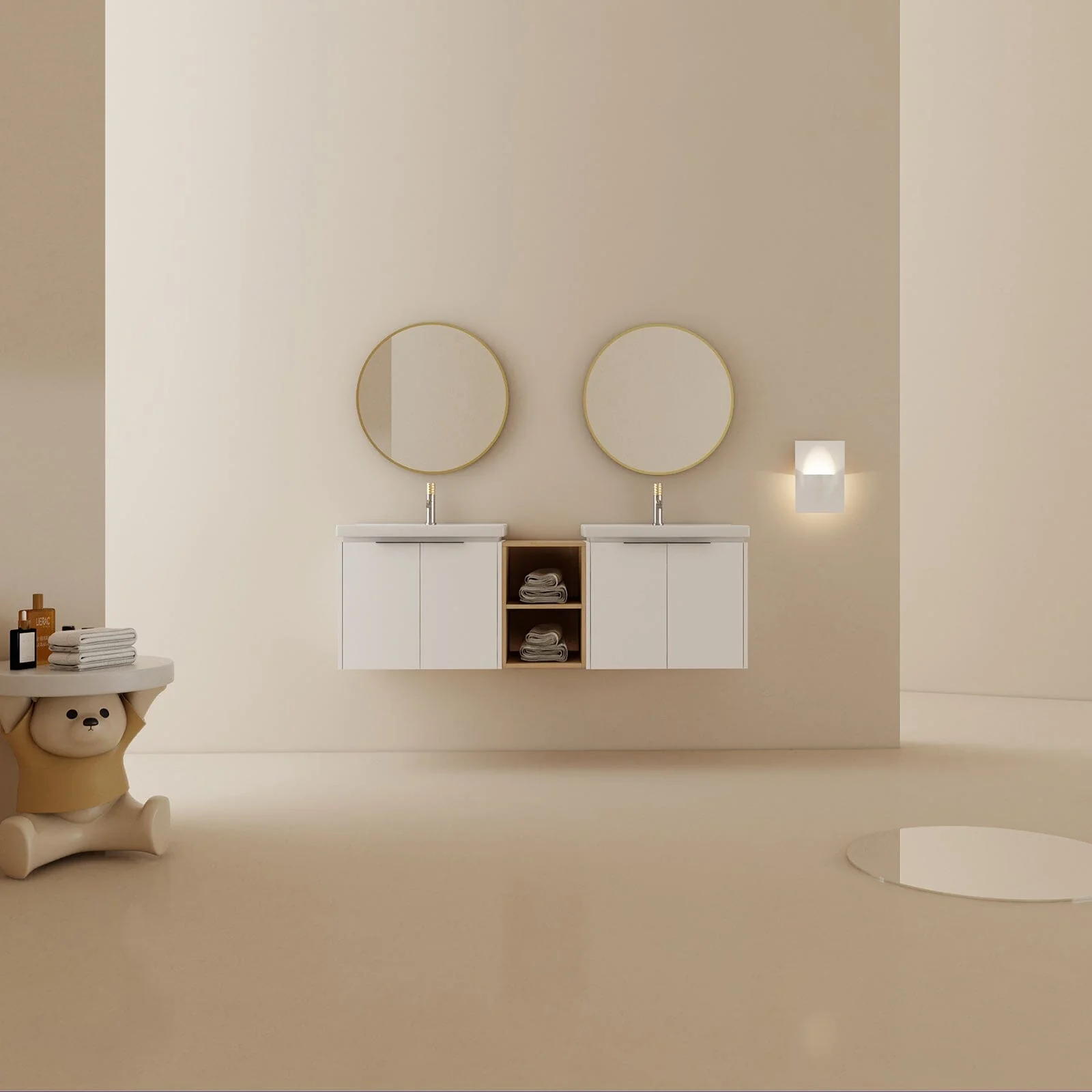 Giving Tree 60" Wall-mounted Bathroom Vanity with Sink and Storage Shelves - Image 6