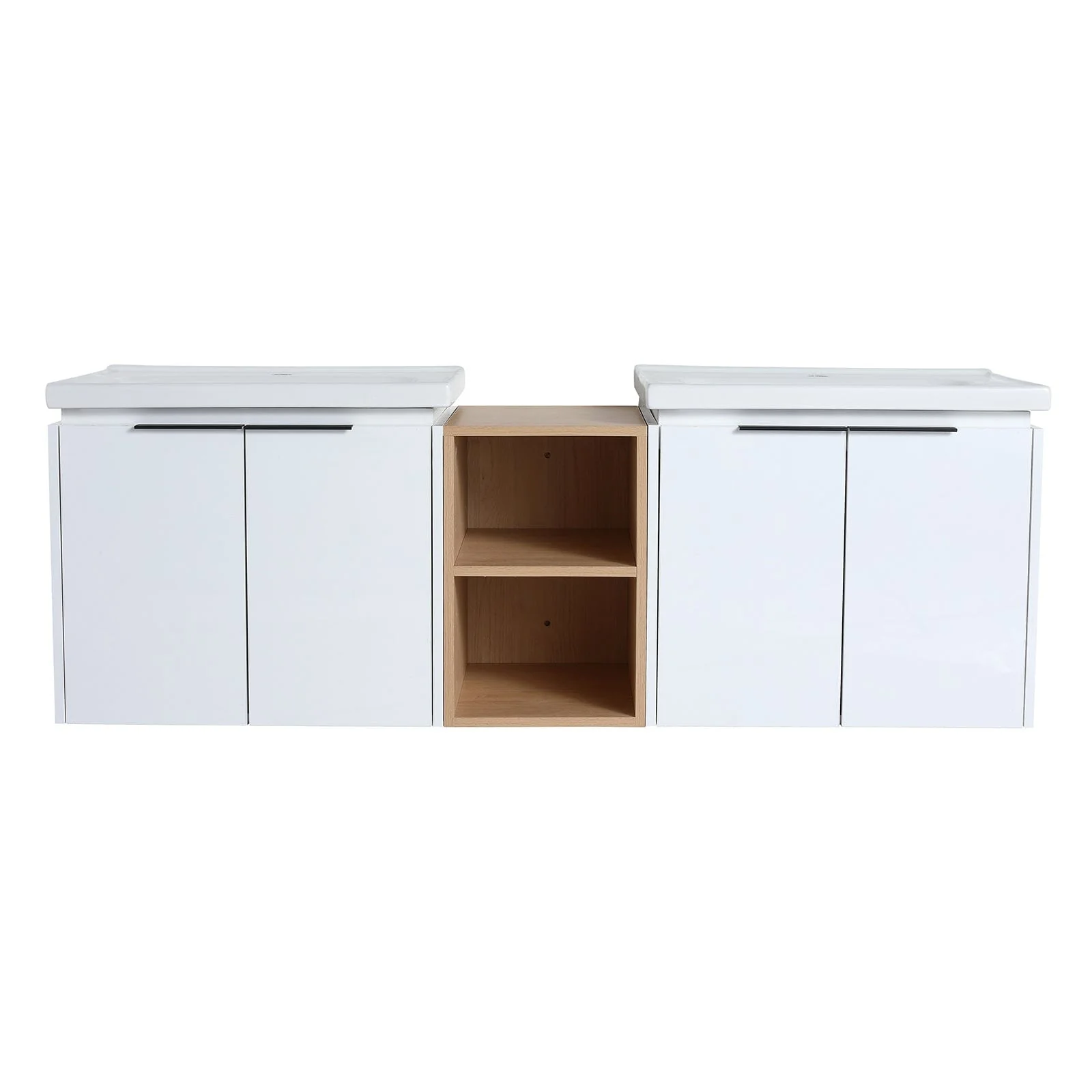 Giving Tree 60" Wall-mounted Bathroom Vanity with Sink and Storage Shelves - Image 7