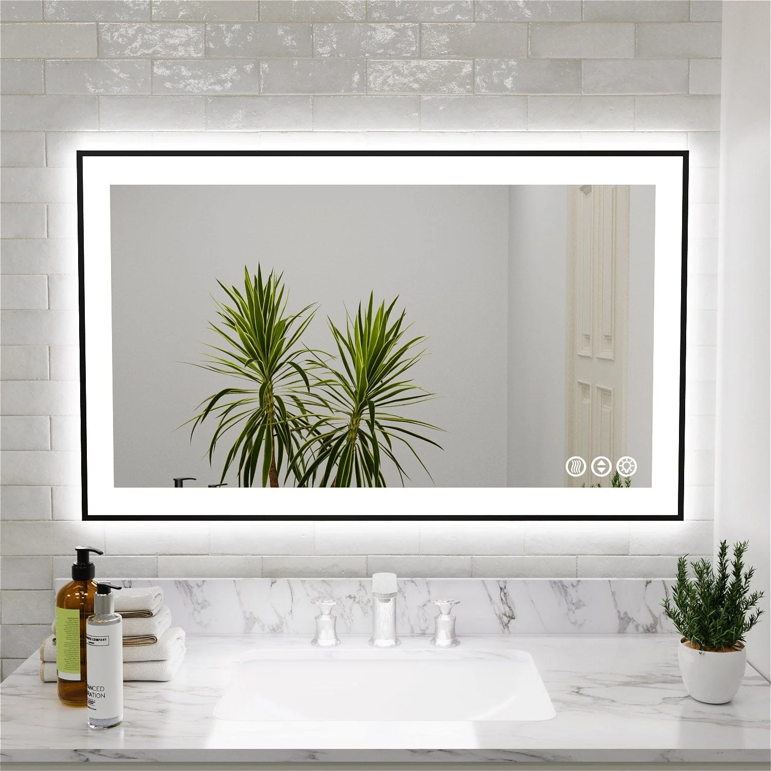 GIVING TREE 28"/32"/36"/40" LED Bathroom Mirror with Black Frame, Anti-Fog, Shatter-Proof, Memory, 3 Colors - Image 28