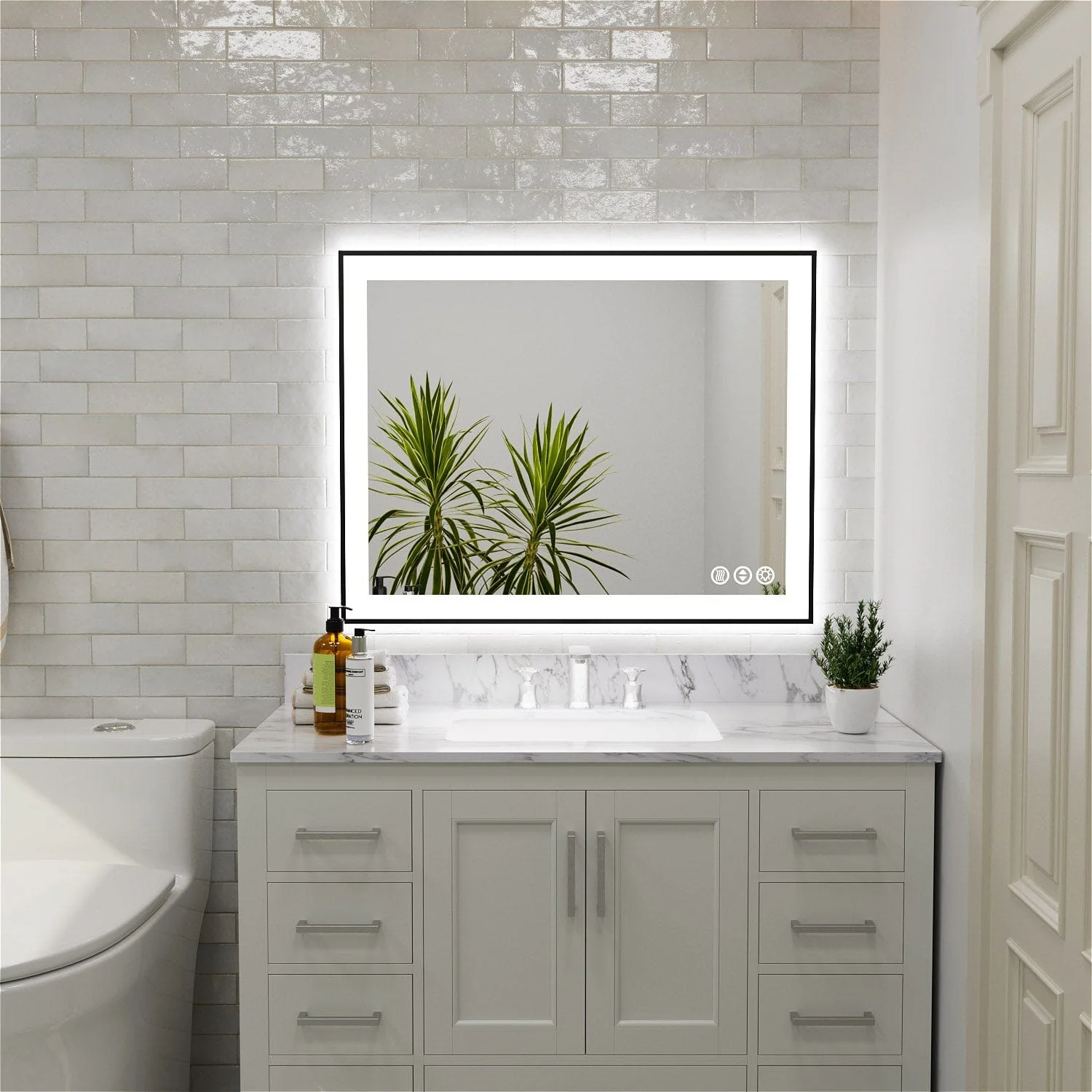 GIVING TREE 28"/32"/36"/40" LED Bathroom Mirror with Black Frame, Anti-Fog, Shatter-Proof, Memory, 3 Colors - Image 39