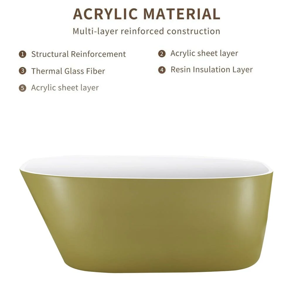 Mokleba 63" Acrylic End Drain Freestanding Tub with Pop-up Drain - Image 15