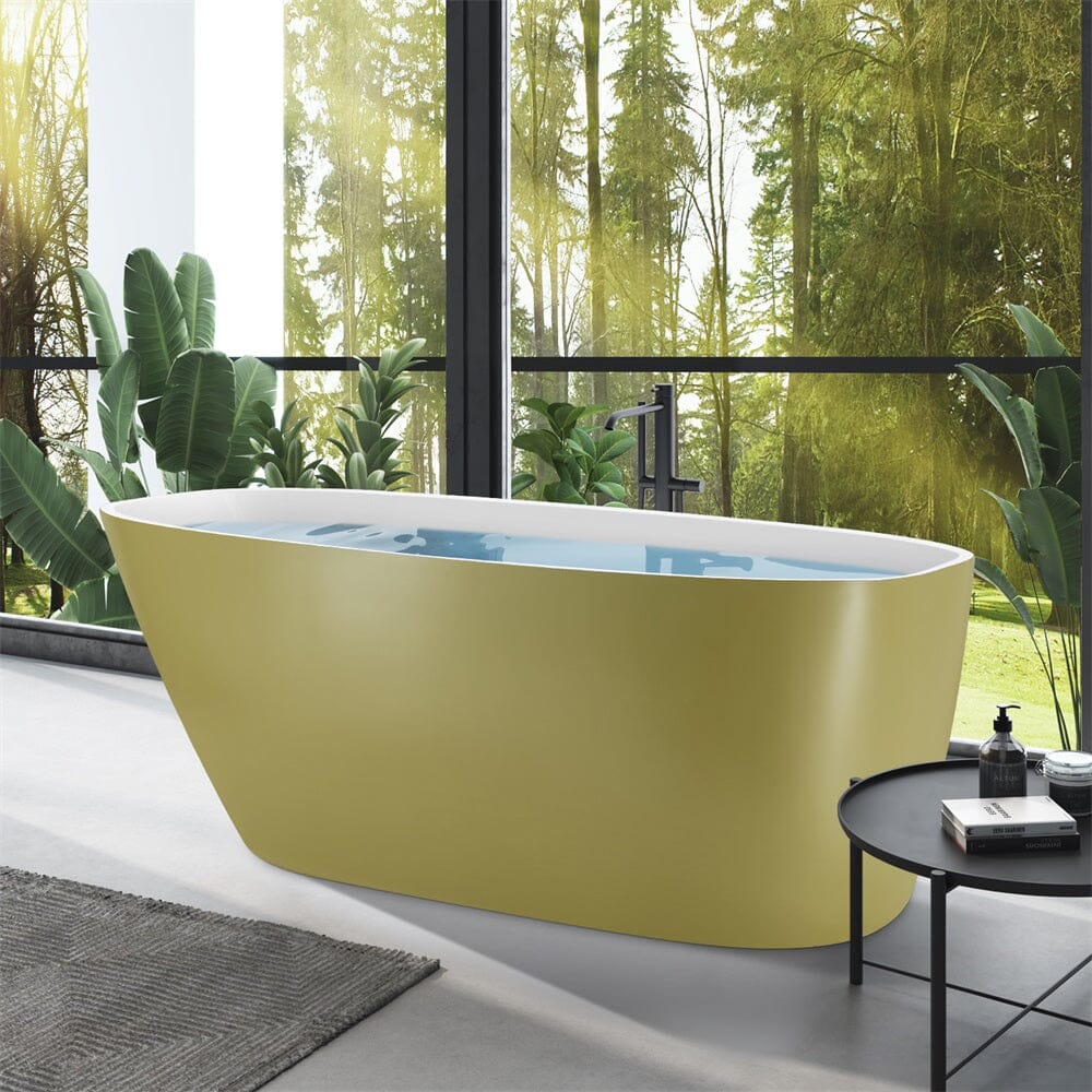 Mokleba 63" Acrylic End Drain Freestanding Tub with Pop-up Drain - Image 9