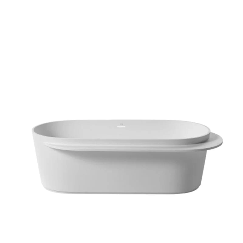 Giving Tree 67'' Solid Surface Stone Resin White Freestanding Bathtub with Shelf - Image 6