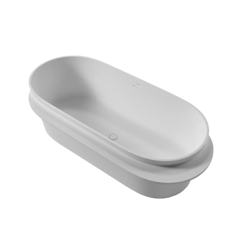 Giving Tree 67'' Solid Surface Stone Resin White Freestanding Bathtub with Shelf - Image 7