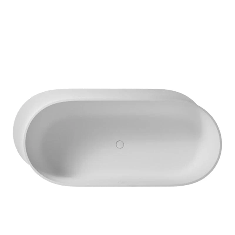 Giving Tree 67'' Solid Surface Stone Resin White Freestanding Bathtub with Shelf - Image 9