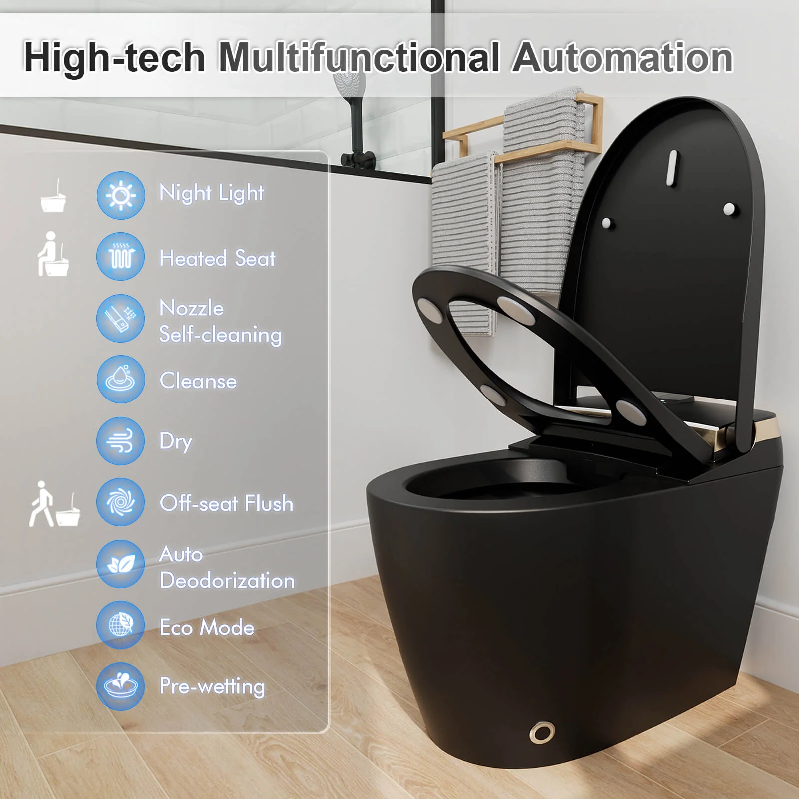 Tankless Elongated Smart Bidet Toilet with Heated Seat, Drying, Night Light - Image 19