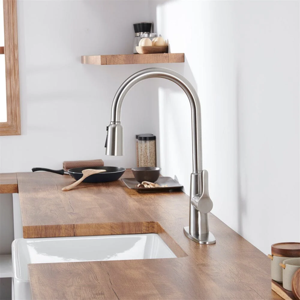 Giving Tree Kitchen Sink Faucet with Pull Out Sprayer Brushed Nickel - Image 10