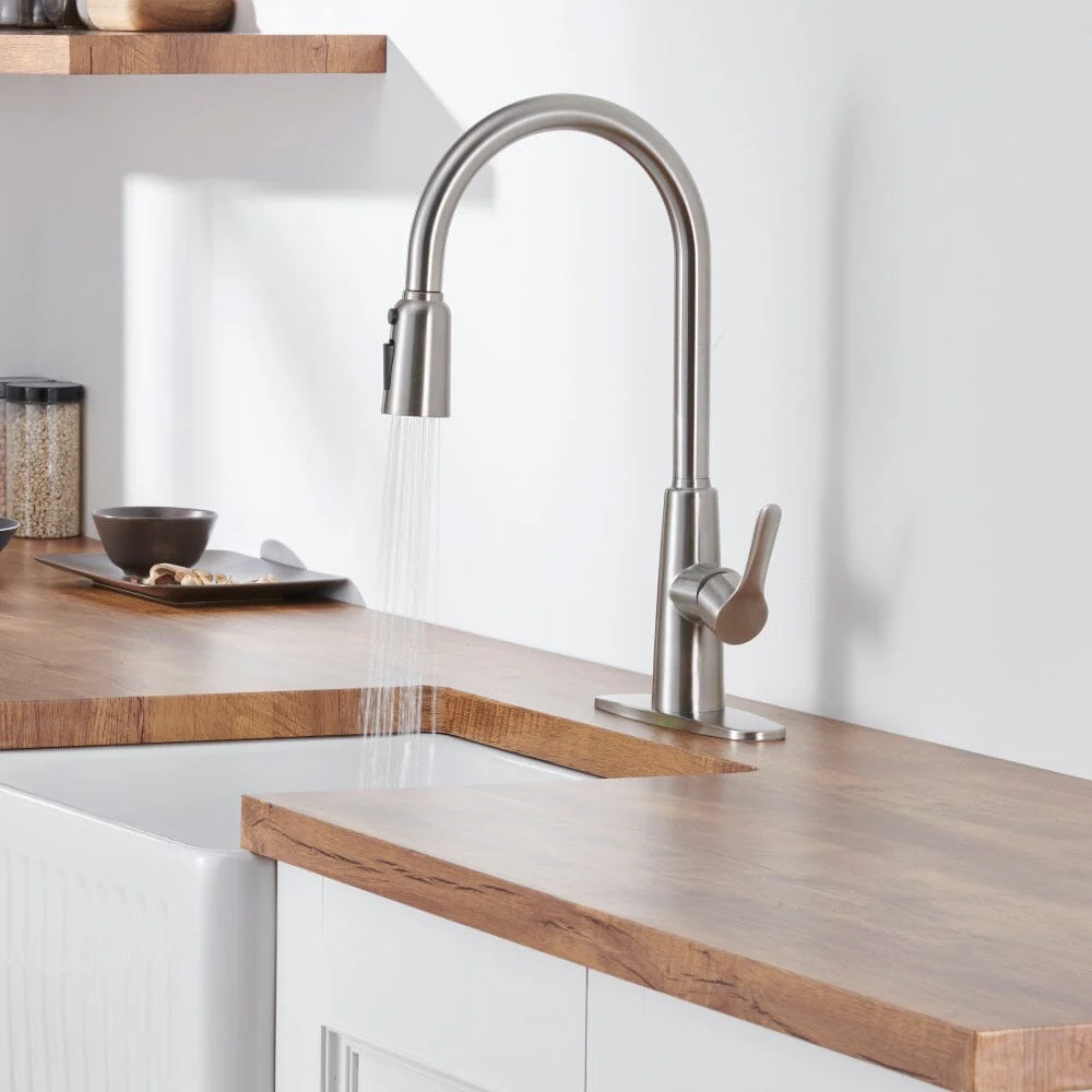Giving Tree Kitchen Sink Faucet with Pull Out Sprayer Brushed Nickel - Image 3